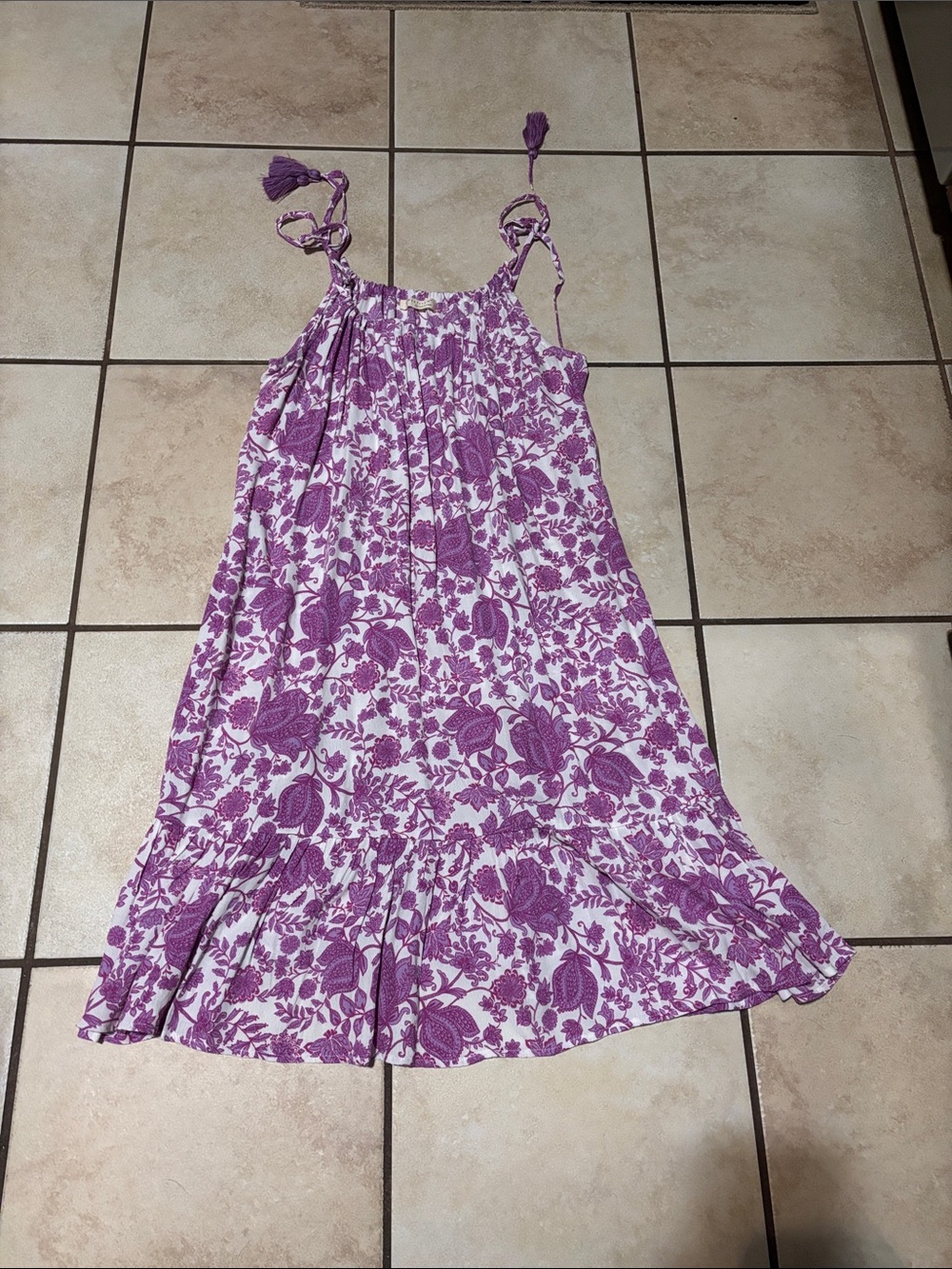 lovestitch White Dress with Purple Floral Print